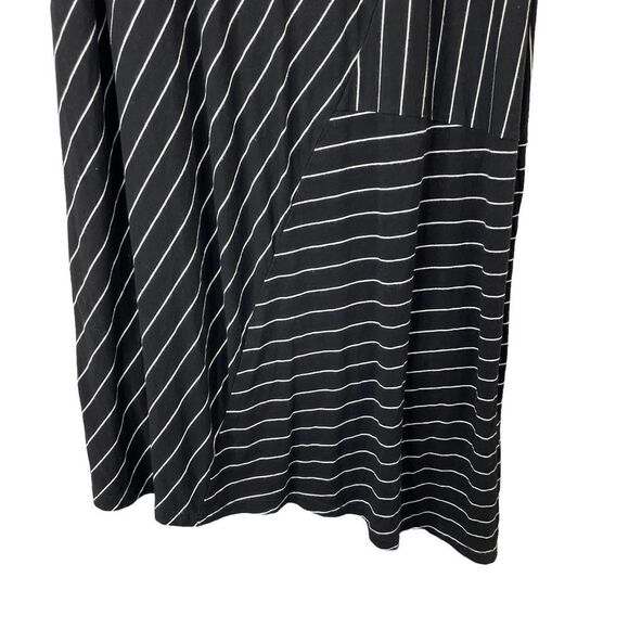 COMFY USA striped geometric asymmetric hem midi dress Sz M black white - Picture 4 of 6